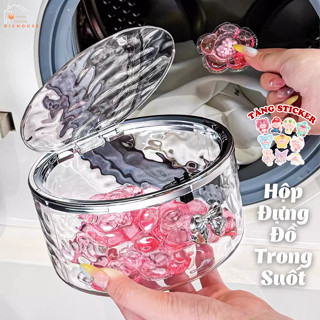 Hộp Đựng Đồ Trong Suốt Vân Kim Cương Có Nắp bấm, hộp đựng kẹp tóc khuyên tai, đựng đồ đa năng