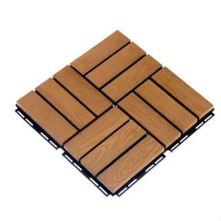 Sàn gỗ vỉ nhựa lót ban công dày 2cm 12 Nan 30x30cm - Vỉ sàn gỗ ban công sân vườn ngoài trời cao cấp