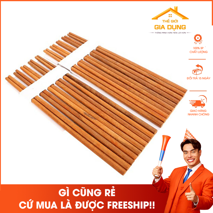 Vỉ 10 đôi đũa gỗ tiện lợi
