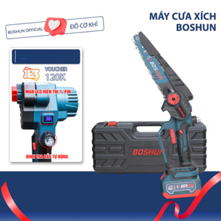 Máy Cưa Xích Tra Dầu Tự Động BOSHUN - 21v Lưỡi Cắt Sắc Bén, Không Chổi Than Chân Phổ Thông, BH 6T
