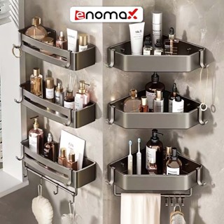 Kệ góc dán tường Enomax đựng đồ đa năng nhà tắm. Chất liệu Nhôm hàng không cao cấp, chống gỉ. Tặng kèm keo và ốc vít