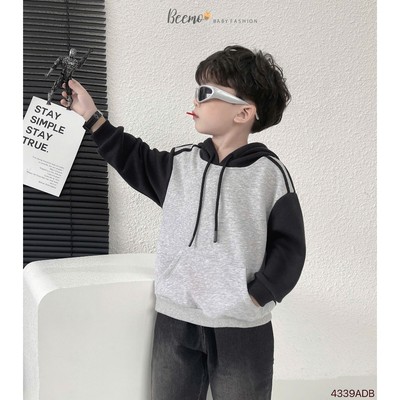 Áo hoodie Beemo FORM TO dài tay thể thao vải nỉ bông mặc đi học đi chơi cho bé trai 9-24kg 4339ADB