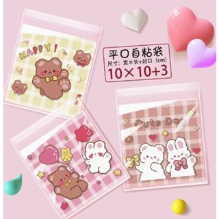✨️✨️Sét 100 túi nhỏ cute (7*7+3cm), túi opp dán miệng mini họa tiết hoạt hình dễ thương