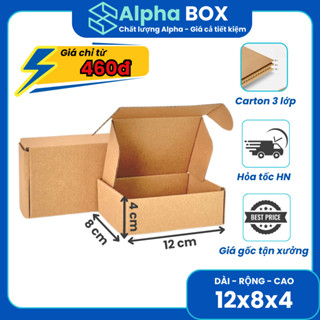 [Combo] 100 hộp carton nắp gài đóng hàng 12x8x4, hộp giấy gói hàng đựng phụ kiện - ALPHA BOX