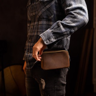 Túi đeo hông bằng da thật đựng điện thoại, bao da đeo thắt lưng mẫu ngang Manuk Leather