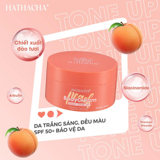 Kem body Đào , dưỡng thể, dưỡng trắng mịn da toàn thân HaThaCha kháng nước , chống nắng hộp 200gr