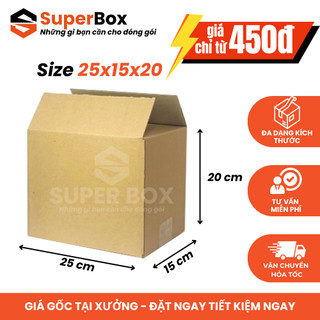  25x15x20 COMBO 10 Hộp carton đóng hàng Super Box thùng carton vận chuyển giá rẻ cứng cáp 