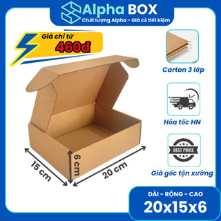 [Combo] 10 hộp carton nắp gài đóng hàng 20x15x6, hộp giấy gói hàng đựng quần áo, mỹ phẩm - ALPHA BOX
