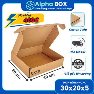 [Combo] 10 hộp carton nắp gài đóng hàng 30x20x5, hộp giấy gói hàng đựng quần áo, mỹ phẩm - ALPHA BOX