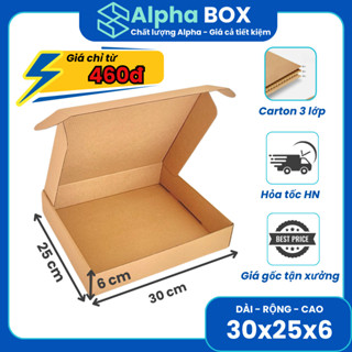 [Combo] 10 hộp carton nắp gài đóng hàng 30x25x6, hộp giấy gói hàng đựng quần áo, mỹ phẩm - ALPHA BOX