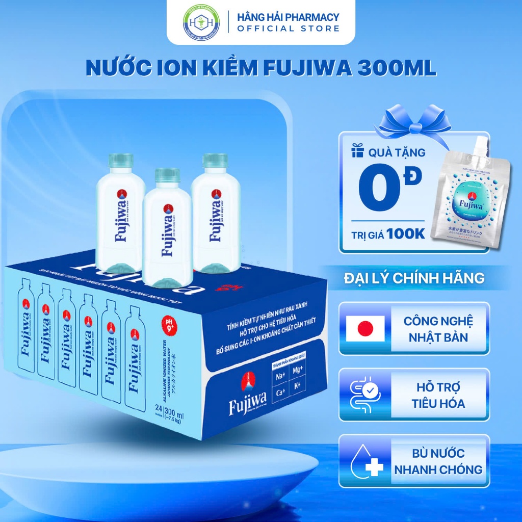 Nước ion kiềm FUJIWA 300ml Thùng 24 chai bù nước nhanh chóng, hỗ trợ tiêu hóa | FUJIWA MART