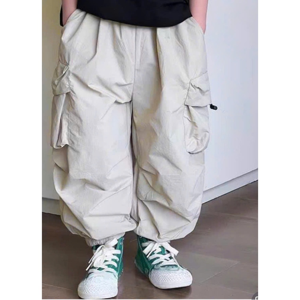 Quần gió nhăn cho bé trai và bé gái, quần gió nhăn form rộng kiểu dáng thể thao unisex_D40
