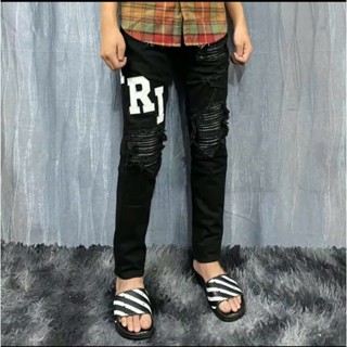 Quần jean nam AMIRI cao cấp jean chất bò phối tai thỏ mix kéo khóa đen dày dặn chất lượng mẫu cực đẹp