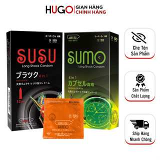 Combo Bao Cao Su Susu Siêu Mỏng, Nhiều Gel, Sumo Liti, Size 52mm Ôm Vừa - (Hộp 12C)