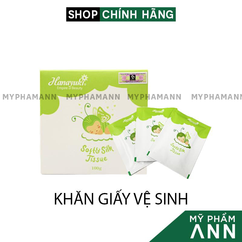 Khăn Giấy Ướt Vệ Sinh Mỹ Phẩm Hanayuki Chính Hãng - Khăn Ướt Vệ Sinh Phụ Khoa Soft Silk Jissue 100gr