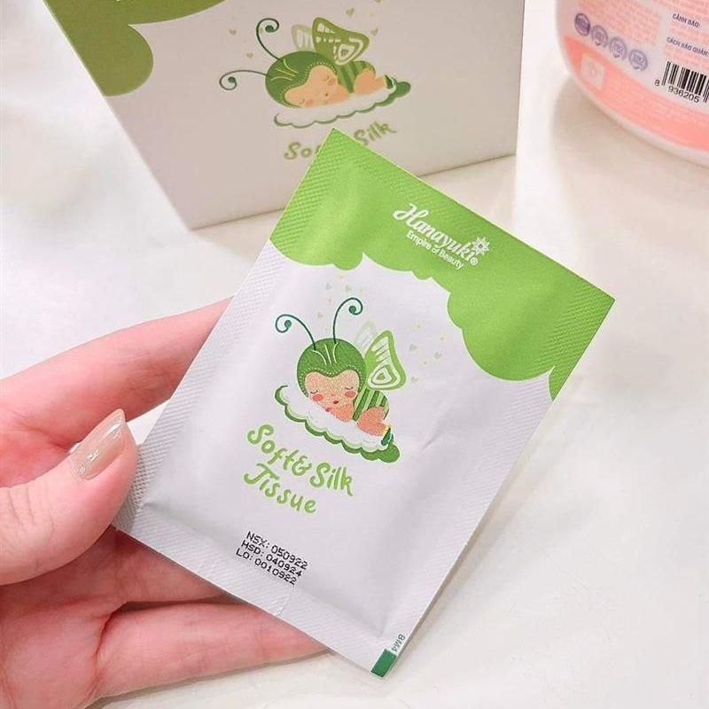 Khăn Giấy Ướt Vệ Sinh Mỹ Phẩm Hanayuki Chính Hãng - Khăn Ướt Vệ Sinh Phụ Khoa Soft Silk Jissue 100gr