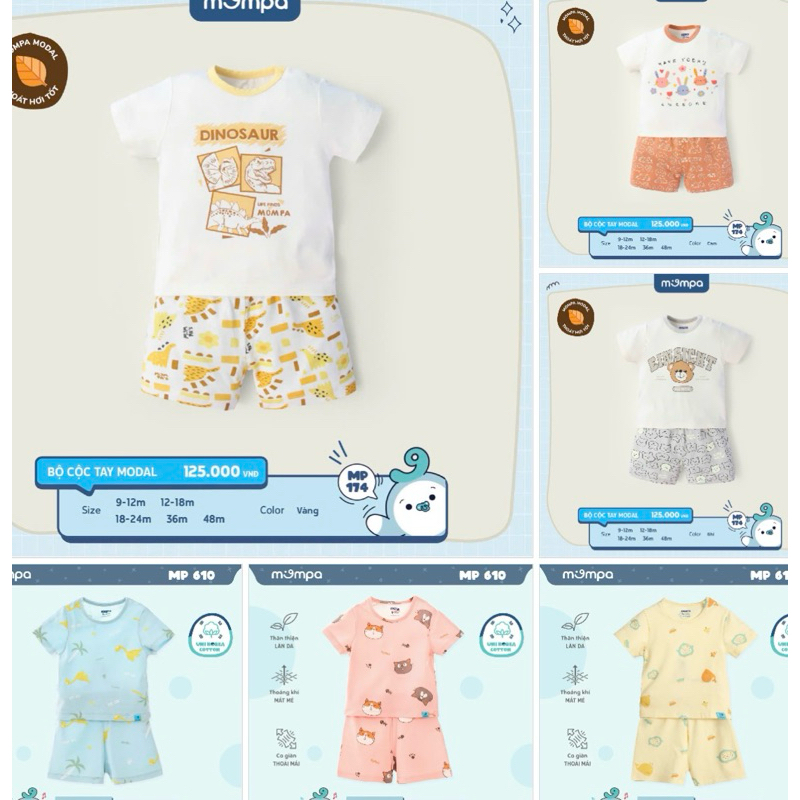 Bộ cộc mompa đáng yêu cho bé mùa hè