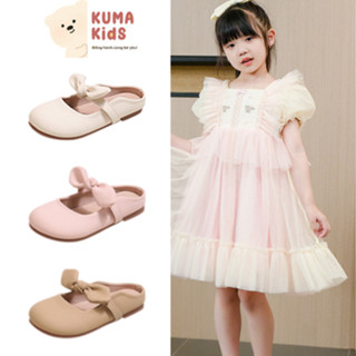   SALE  Giày sục cho bé gái dép nơ da mềm Kuma Kids giày đế bệt búp bê Hàn Quốc cho bé 1,5 đến 5 tuổi KD23 HaBu 