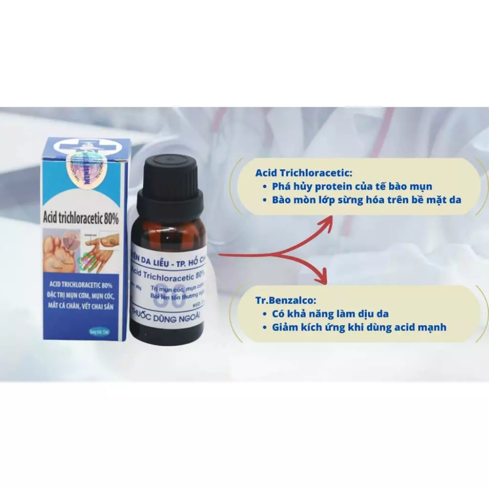 Loại bỏ mụn cóc, mụn cơm, vết chai sần, mụn thịt, mụn ruồi Viện Da Liễu - Acid Trichloracetic 80%