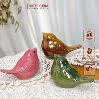  Tượng con chim sứ dùng decor nội thất gôm sứ Bát Tràng đa dạng màu men | Mộc Gốm MG341 