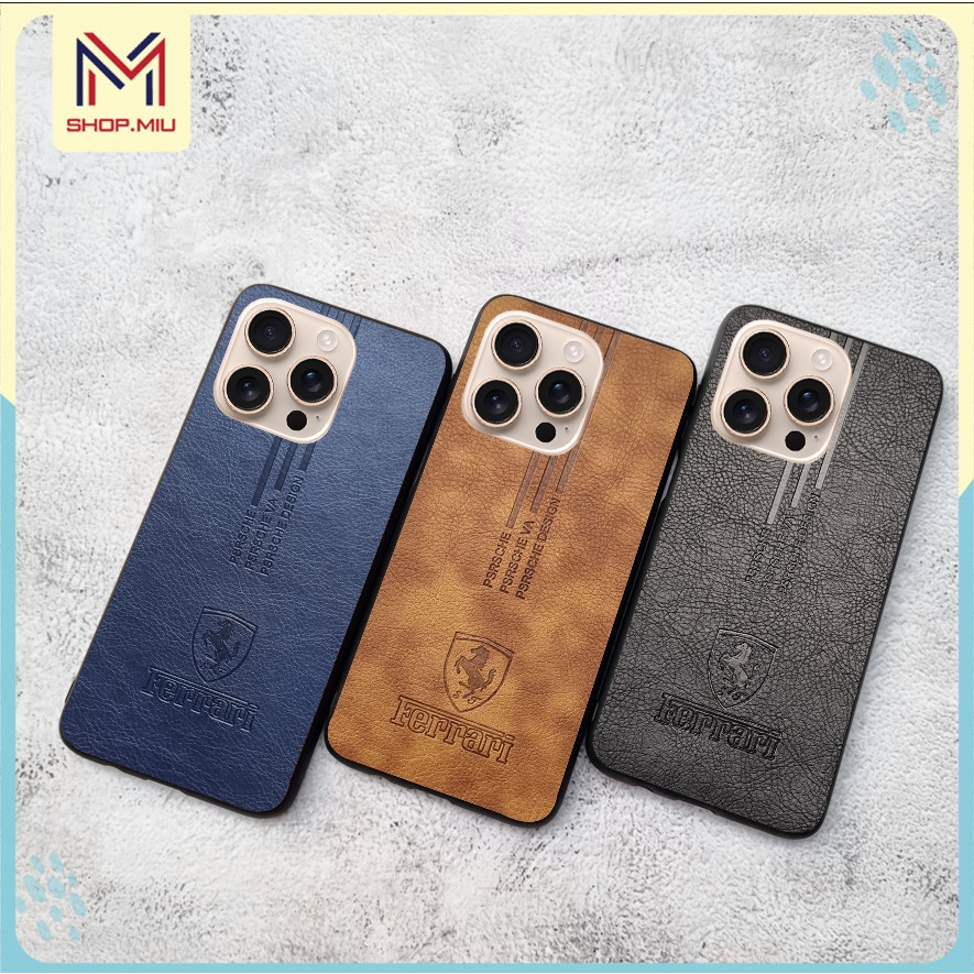 Ốp da Ferari iphone 16 pro Max , 16 pro , iphone 16 , ip 16 plus ốp lưng iphone chống sốc bảo vệ cam