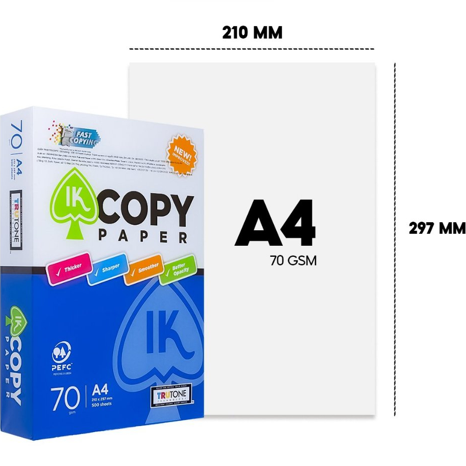 Ream Giấy A4 70 gsm IK Copy (500 tờ)