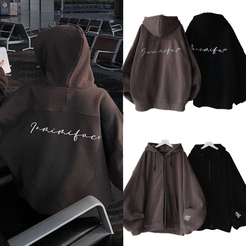 Áo Hoodie Zip, Nỉ Dày in Chữ Phản Quang Form Rộng Nón Lớn Phong Cách Ulzzang.Tp
