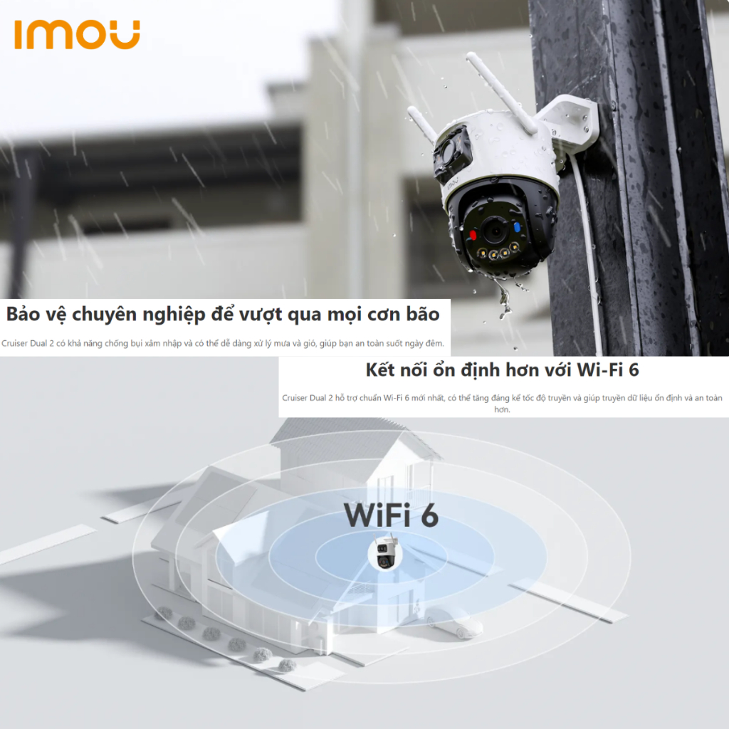 Camera Ngoài Trời IMOU CRUISER DUAL 2 S7XEP 6MP 10MP 2 Ống Kính 2 Tầm Nhìn 360 Đàm Thoại 2 Chiều BH 2 Năm | BigBuy360 - bigbuy360.vn