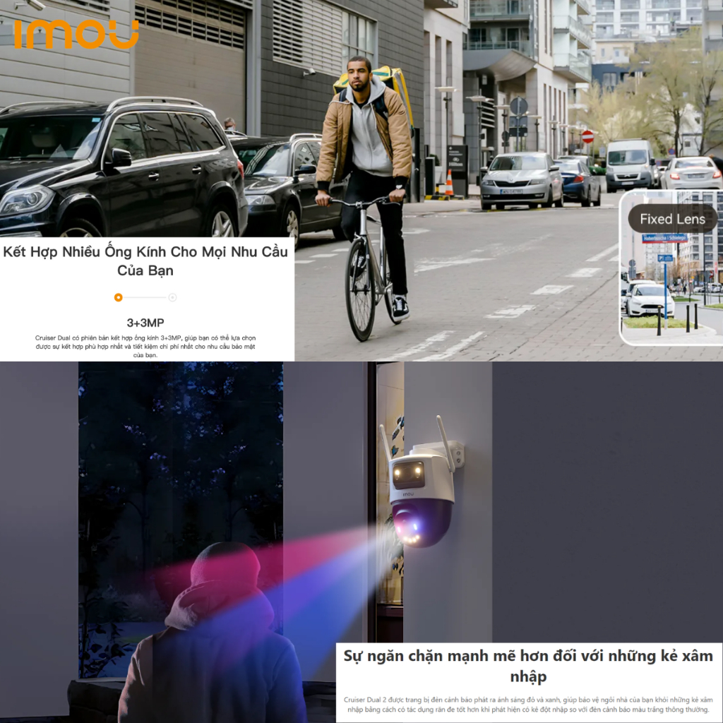 Camera Ngoài Trời IMOU CRUISER DUAL 2 S7XEP 6MP 10MP 2 Ống Kính 2 Tầm Nhìn 360 Đàm Thoại 2 Chiều BH 2 Năm | BigBuy360 - bigbuy360.vn