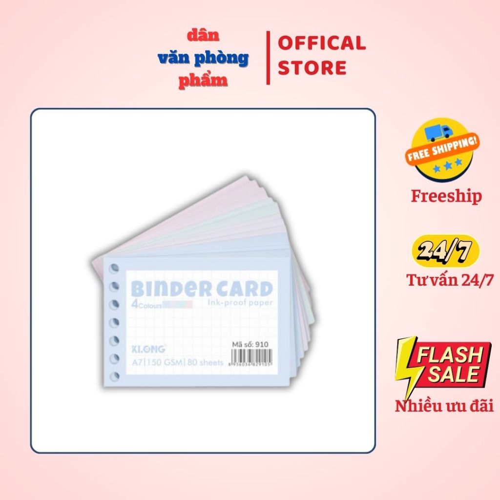 Tệp Binder Card 80 tờ A7 4 màu KLong 910