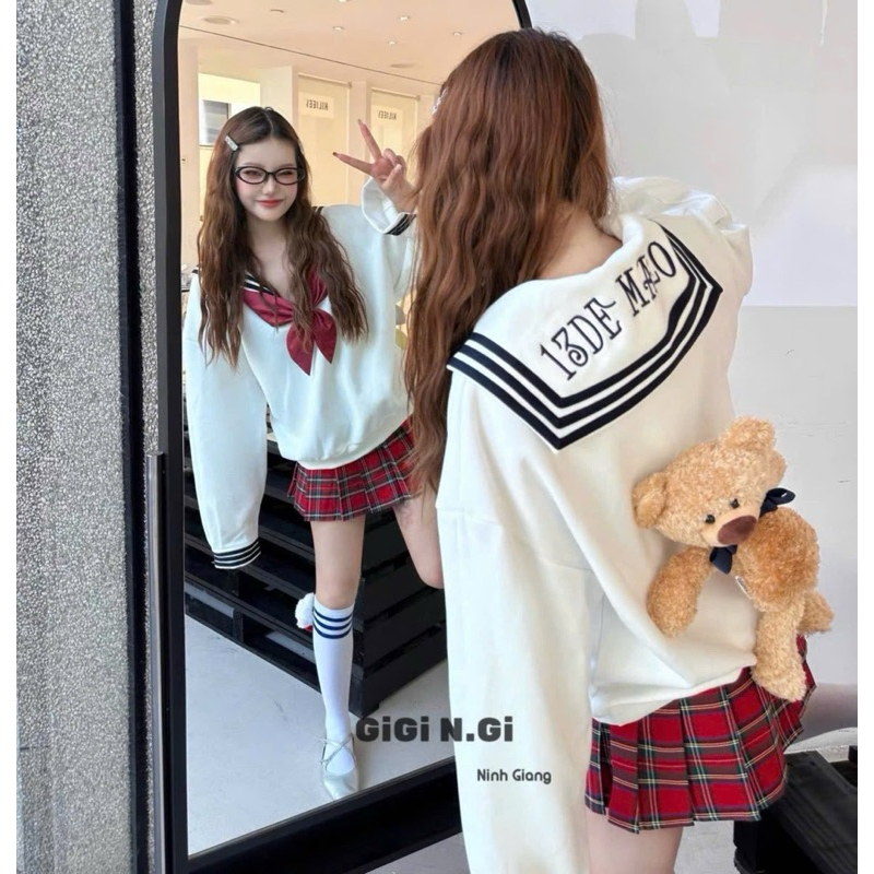 Áo nỉ 13DMZ gấu thuỷ thủ chuẩn QC