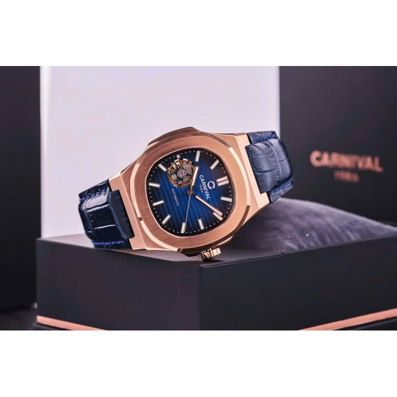 [Chính Hãng 100%] Đồng Hồ Nam Carnival 8128G (8128) Máy Cơ (Automatic) Kính Sapphiare Mặt Siz 41 Dây