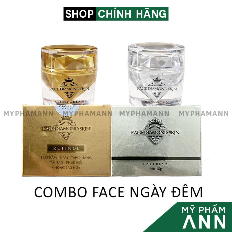 Combo Kem Face Diamond Skin Phạm Điệp Beauty - Kem Face Vitamin B5 + Kem Face Retinol PĐ Beauty Chín