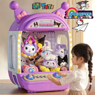 Đồ Chơi Máy Gắp Thú Mini Hình Kuromi , Melody, Hello Kitty Kích Thước Lớn Có Nhạc và Đèn Tặng Kèm Xu Và Gấu Bông Cho Bé