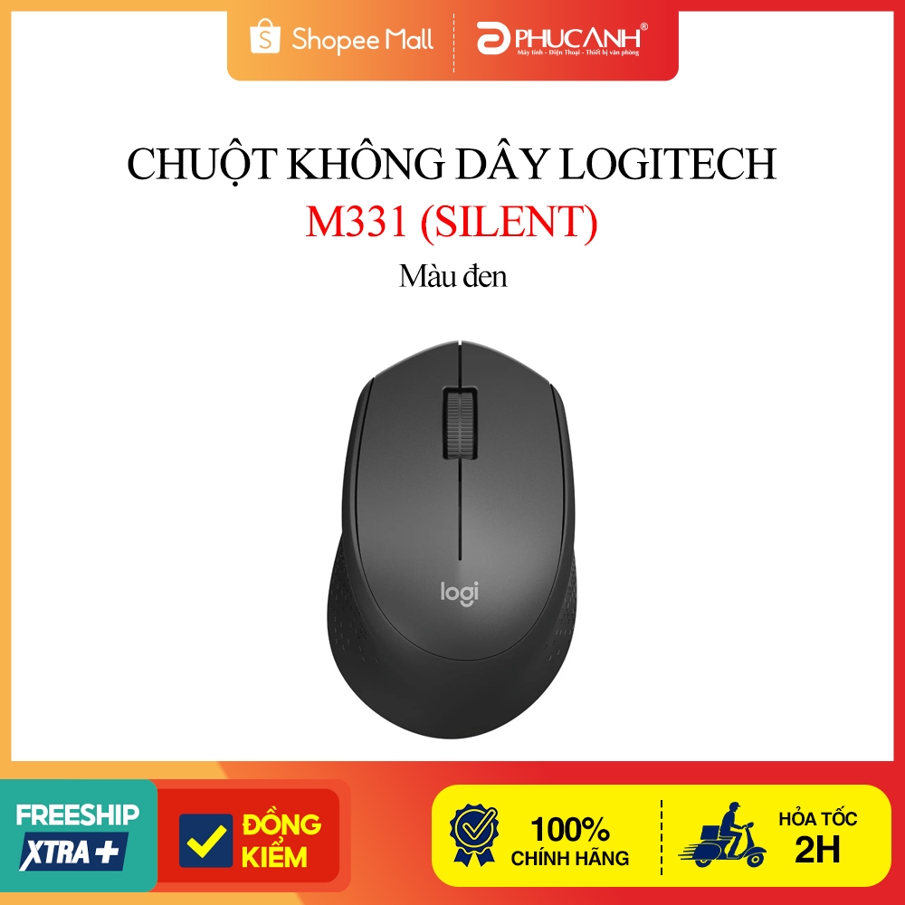 Chuột không dây Logitech Quang M331 (silent)- Màu đen