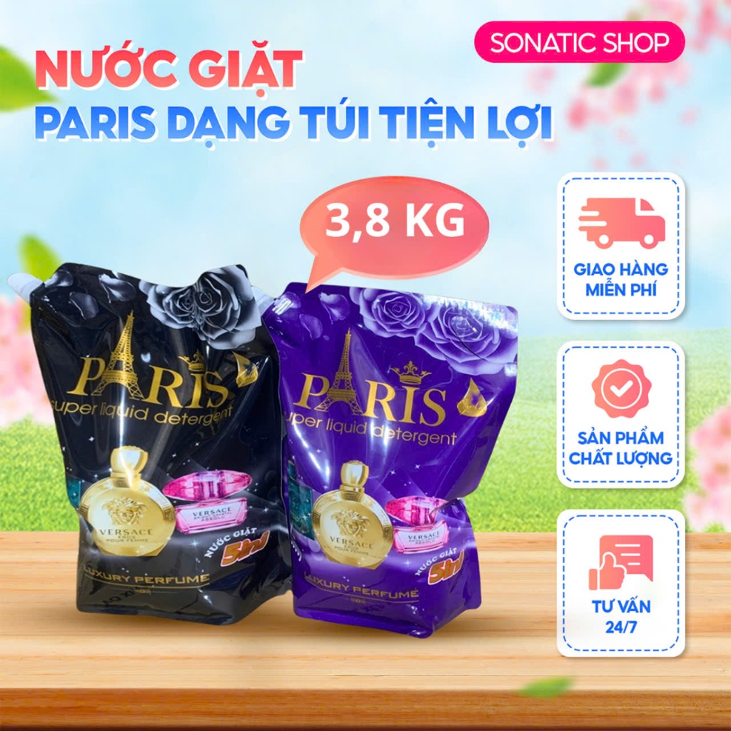 Combo 2 Túi Nước Giặt Hương Nước Hoa Pháp Nhãn Hiệu Paris 3,8 Kg