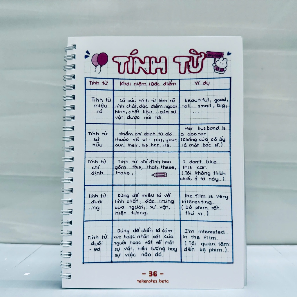 Sổ tay Takenote Tiếng Anh tổng hợp chung từ 2-12 - Khổ giấy lớn (loại 𝗔𝟱) | BigBuy360 - bigbuy360.vn