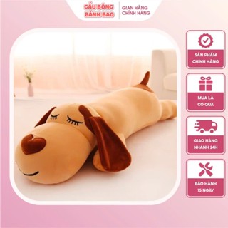 Gấu Bông Chó Mũi Tim Tai Dài, Thú Nhồi Bông Hình Chó Gối Ôm Nằm Tai Dài Chất Bông Mền Mịn Cao Cấp