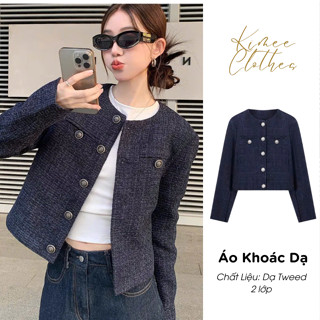 Áo khoác dạ tweed nữ 2 lớp cúc đồng cao cấp mùa thu đông thiết kế hàn quốc siêu ấm (Áo 2 Lớp) MA344 Kimee