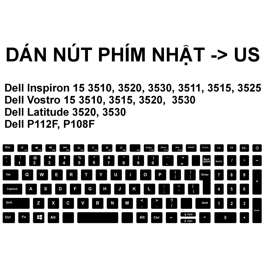 Dán nút phím Dell Inspiron / Vostro 3510, 3520, 3530, 3511, 3515, 3525, P112F; Latitude 3520, 3530, 