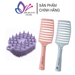Lược tắm gội Weilaiya 2 trong 1, lược gội đầu silicon mềm mại giúp massage da dầu tẩy da chết body dịu nhẹ
