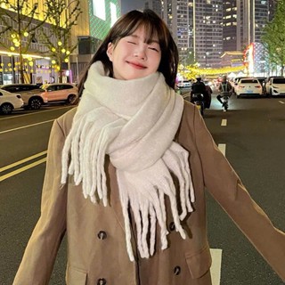  Khăn choàng cổ len bông ấm áp BST màu trơn pastel mới khăn quàng unisex phong cách Hàn Quốc 