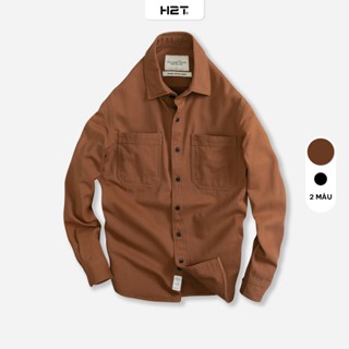 Áo Sơ Mi Nam Kaki H2T Simwood Denim, Dáng rộng phong cách hàn quốc, 2 Túi bản to Ngực 2 Bên 1479