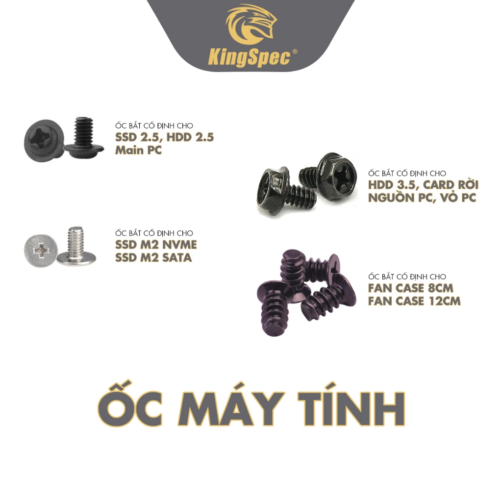 Ốc máy tính, bắt ổ cứng SSD / HDD KingSpec | Hàng Chính Hãng