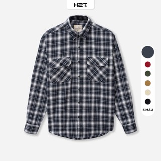 Sơ mi nam dài tay kẻ caro H2T, chất liệu vải dạ, chống nhăn, không xù, phong cách trẻ trung - 1580