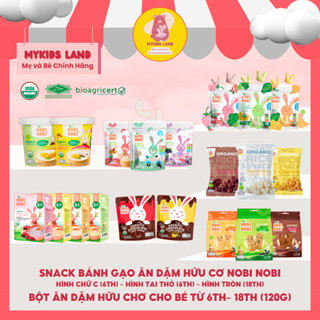 Snack Bánh Gạo Ăn Dặm Hữu Cơ NOBI NOBI Hình Chữ C - Hình Tròn - Hình Tai Thỏ - Bột Ăn Dặm Hữu Cơ Cho Bé (4 Vị) 120g