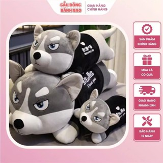 Gấu Bông Chó Bông Husky Siêu To Khổng Lồ, Thú Nhồi Bông Gối Ôm Hình Chó Chất Bông Mềm Mịn Cao Cấp