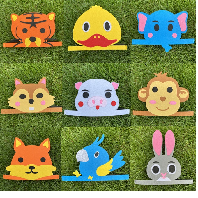 Mũ nhân vật handmade mũ múa- mũ bài thơ câu truyện bằng vải nỉ- đồ dùng mầm non 3D