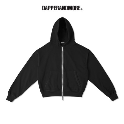 Áo Khoác Hoodie DAPPERANDMORE Form ''BOXY UNIFORM ZIPPED HOODIE'' Vải Nỉ Chân Cua 100% Cotton 450GSM - Đen