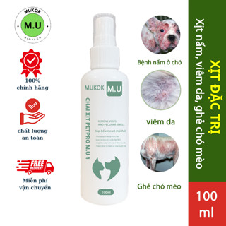 Xịt trị nấm ghẻ viêm da thú cưng chó mèo mukok biotech